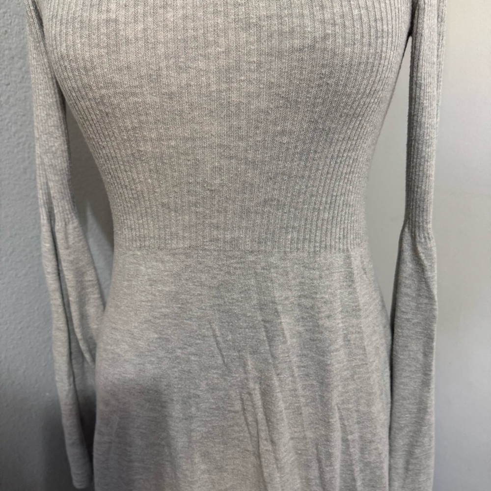 American Eagle Outfitters Women Light Gray Long Sleeve Fit & Flare Dress Size S - Picture 6 of 17